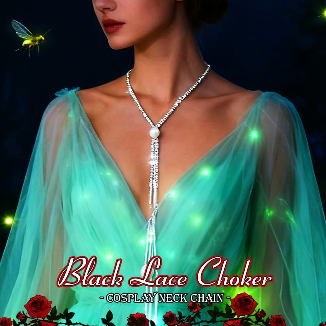 GRAEEN Silver Rhinestone Y Necklace Chain Bling Long Necklaces Jewelry for Women - Image 4