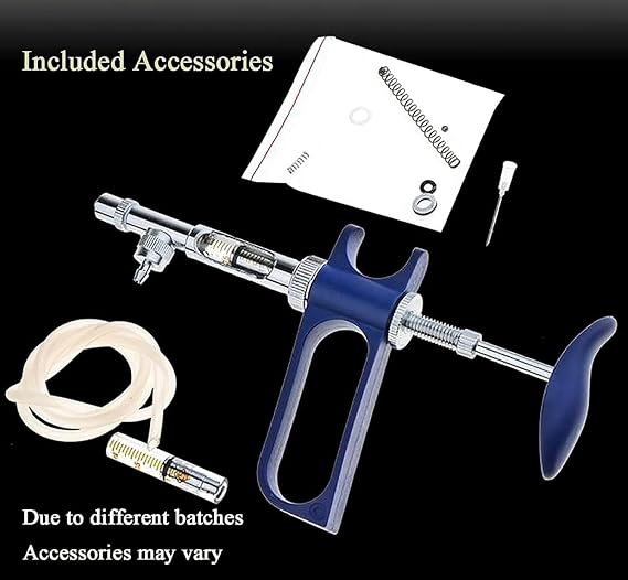 Multifunctional Animal Syringe, Adjustable 0-1 Ml Continuous Injection Gun, Reusable Syringe Veterinary Tool for Cow Goat Pig Livestock and Other Animal Injection