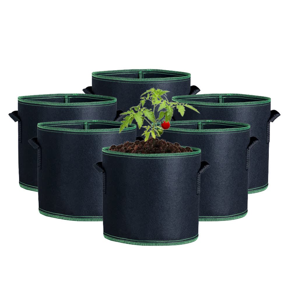 Stareal 6-Pack 10L Vegetable Grow Bags, Gardening Plant Growing Bags Breathable Non-woven Fabric Plant Pots with Handles Indoor & Outdoor Grow Containers for Vegetable/Flower/Plant/Fruits