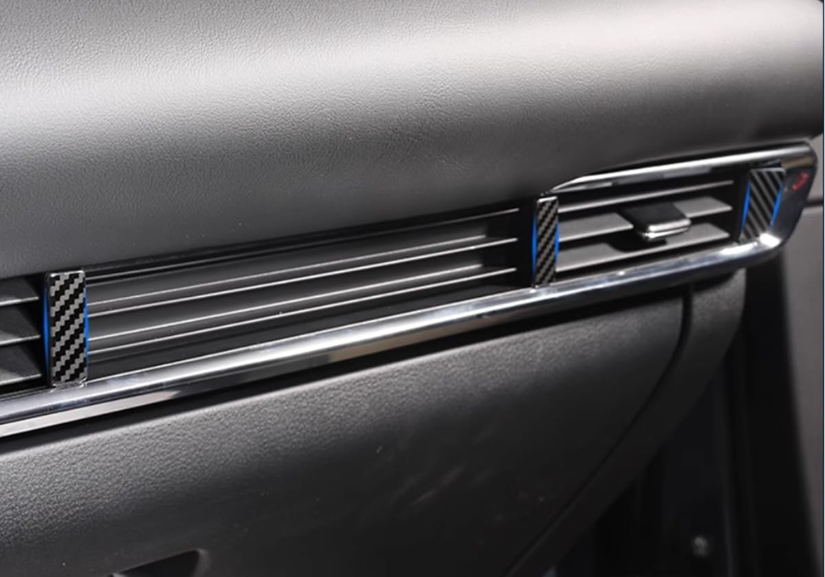 Car Accessories Fit for Mazda CX-30 CX30 2020 2021 2022 2023 2024 2025 2026 Interior Front Center Console Air Vents Outlet Cover Trim Frame (Carbon Fiber Style) 5PCS Stainless Steel