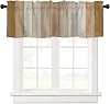 Curtain Valance 54 x 18, Brown Beige Ombre Window Valances Rod Pocket Curtains Drapes, Farmhouse Rustic Wooden Striped Short Topper Curtain for Kitchen Cafe Living Room, 1 Panel