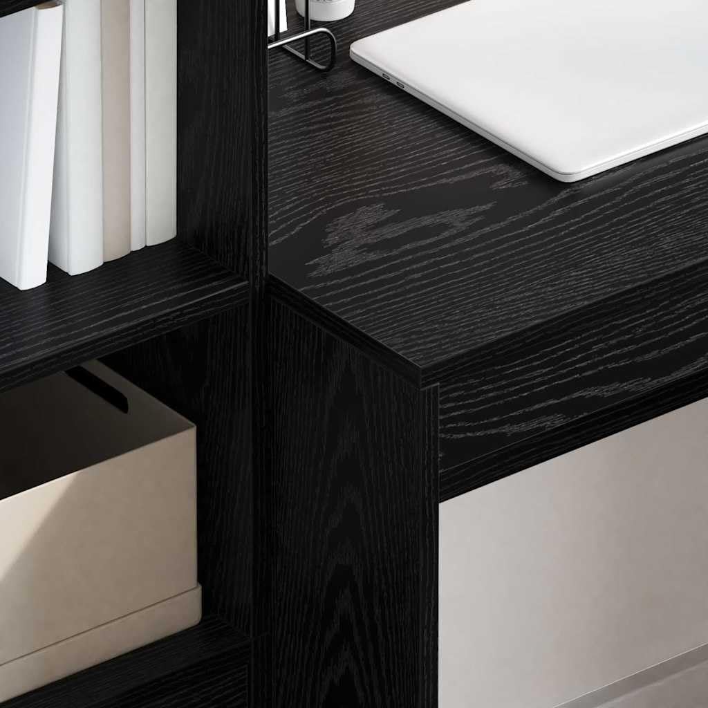 Scrivania nera effetto rovere, 90 x 50 x 76 cm, moderna tavolo da lavoro per casa, ufficio, gaming, studio e studio, con molto spazio