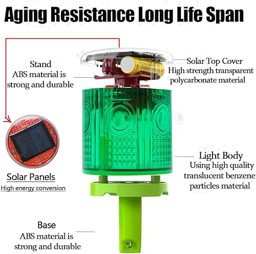Miniatura 2 de LEDHOLYT Luz de advertencia estroboscópica solar, luz estroboscópica de emergencia solar superbrillante de una sola columna, luz de advertencia