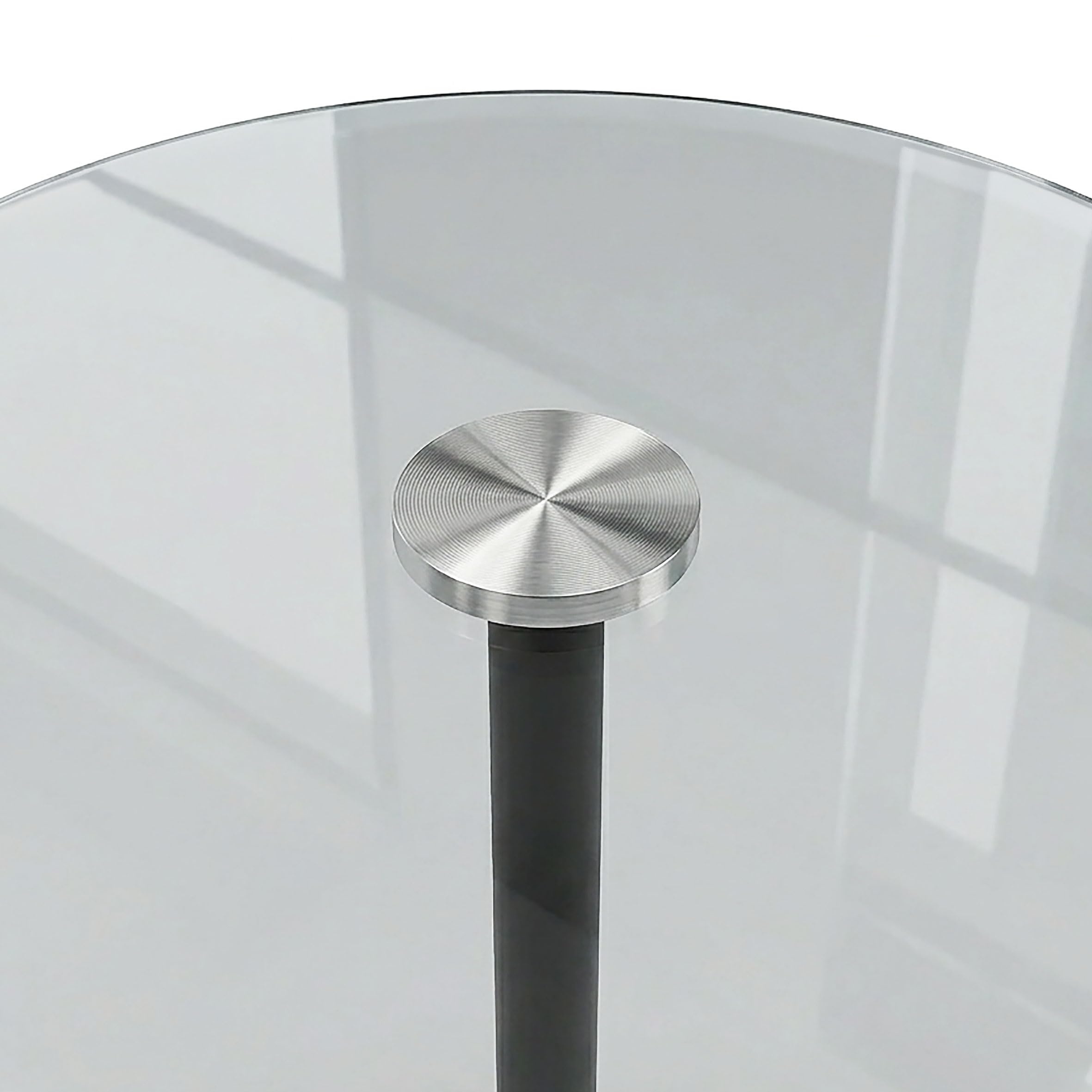 Spetebo Moderno tavolino rotondo in metallo con piano in vetro – 43 x 40 cm – elegante tavolino da caffè in design tavolo da bistrot – tavolo decorativo nero con robusto supporto per soggiorno e