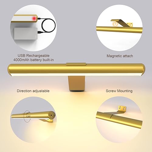 Miniatura 10 de Luz de imagen inalámbrica de 16 pulgadas, batería recargable, luz de pintura de metal completo con control remoto, luz LED de exhibición de arte