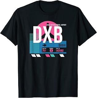 Vintage Dubai DXB Airport Code Travel Day Retro Air Travel T-Shirt