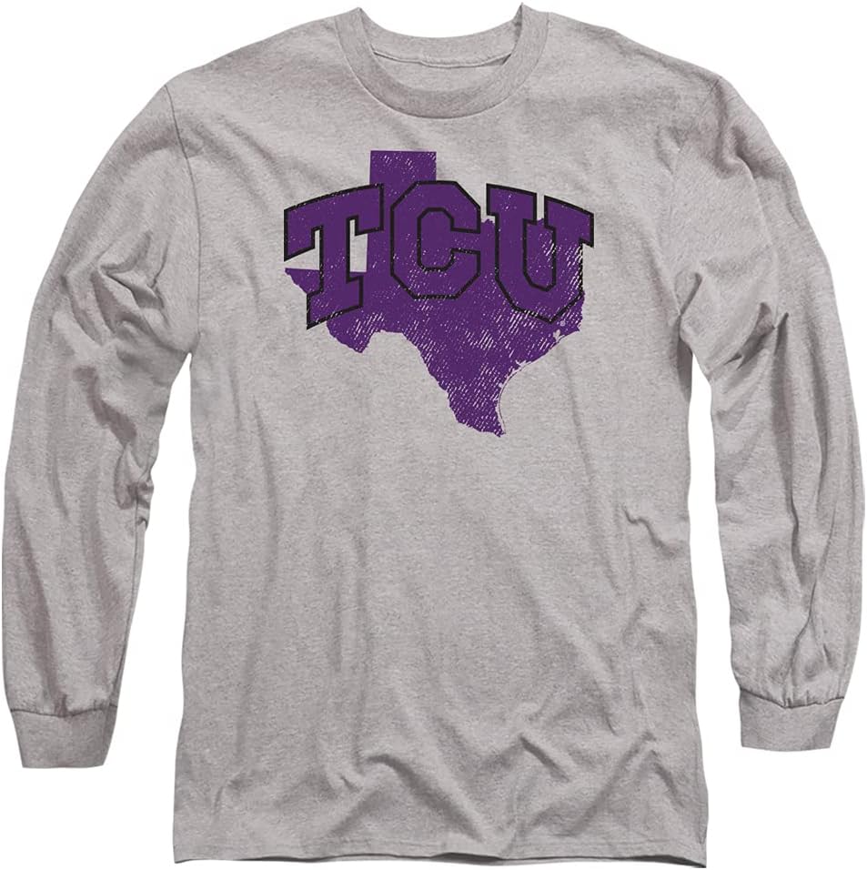 Texas Christian University Official State Shape Unisex Adult Long-Sleeve T Shirt