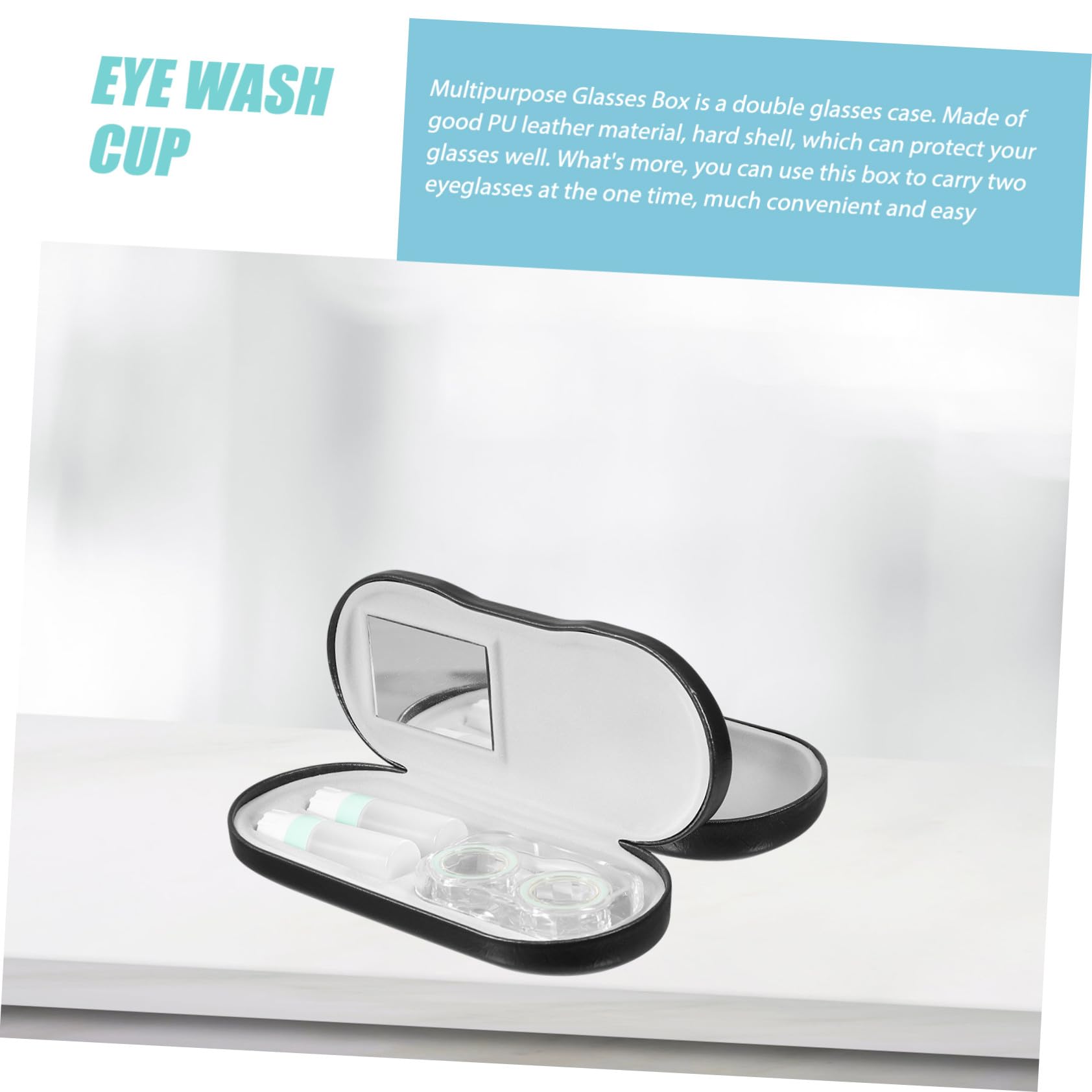 Estuche Doble para Gafas y Lentes de Contacto Funda Rígida Portátil con Accesorios Organizador de Viaje Resistente y para Gafas de Estándar