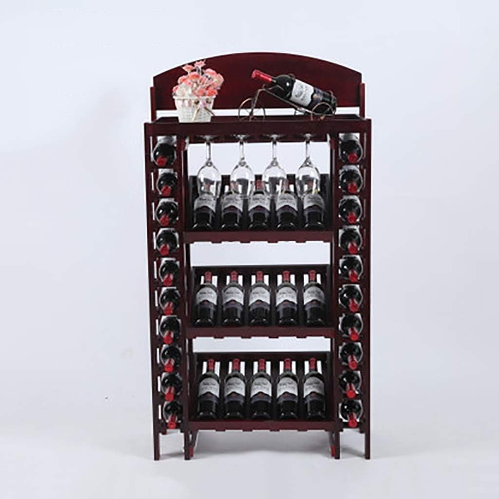 Wine Cellar Wine Rack Cabinet Free Standing Wooden Goblet Holder 4 Layer 36 Bottles Storage Rack Wine Display Wine Bottle Rack Floor Type Upside Down Wine Glass Shelf D