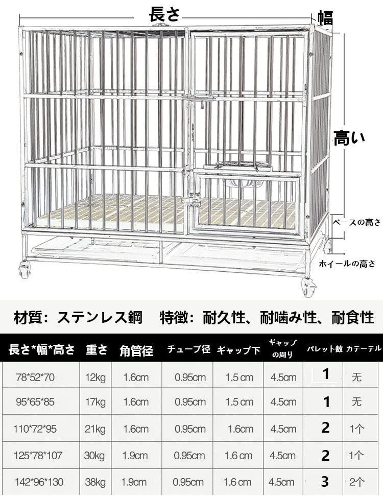 Amazon.co.jp: Qusin 犬用ケージ 折りたたみ式ドッグケージ ペット