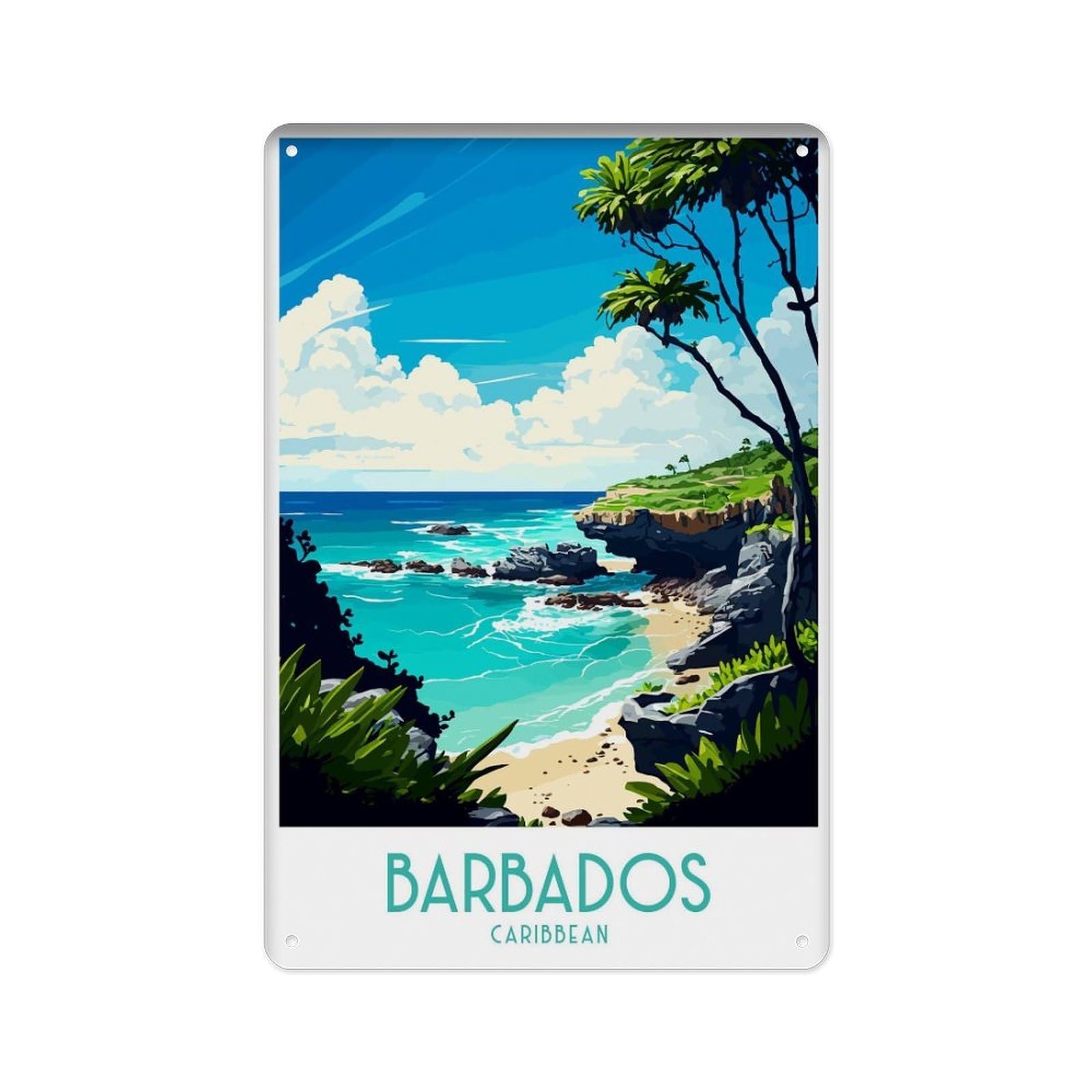 peiyeety Metal Tin Sign Barbados Barbados Poster Barbados Travel Poster Travel Barbados Caribbean Poster Barbados Art Caribbean Style (3) 8 X 12 Inch