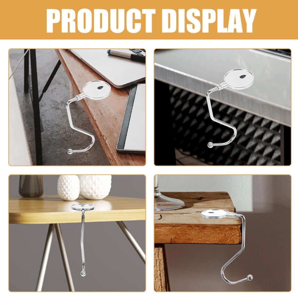 MAGICLULU 20pcs Metal Desk Purse Hook Hangers for Office Dorm Tables