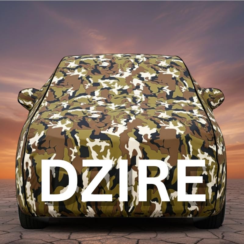 Image of Premium Jungle Print Series 100% Waterproof Car Body Cover for Dzire Cover (All Models) with Mirror Pockets | Triple Stitched, Elastic, Custom Fit, Heat Resistant, Anti-Dust, All-Weather Cover