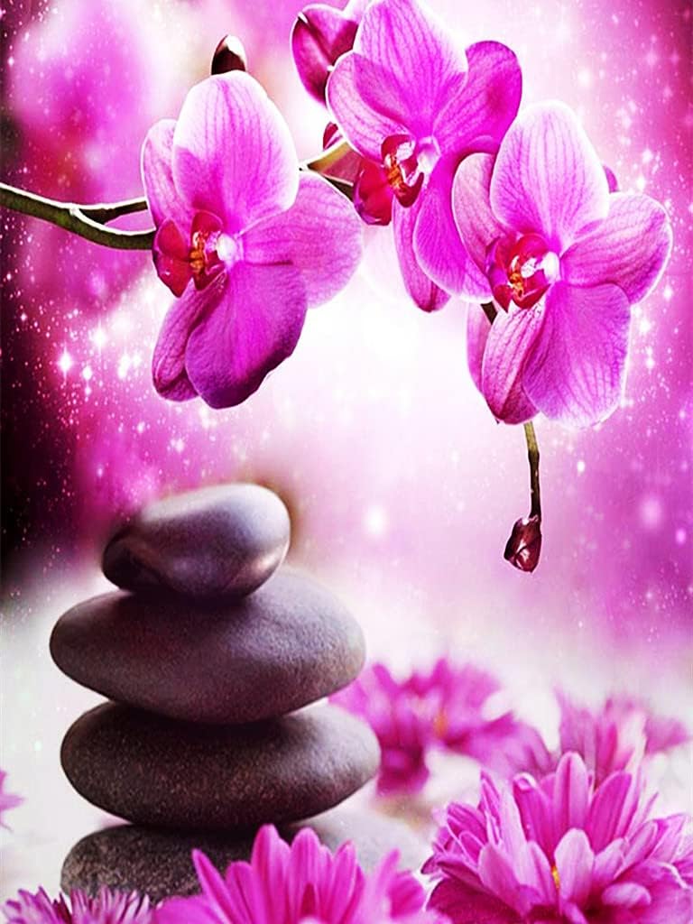 Zen Diamond Painting Kit pour Maison Décor AUCRSOZK Orchidée Fleurs DIY