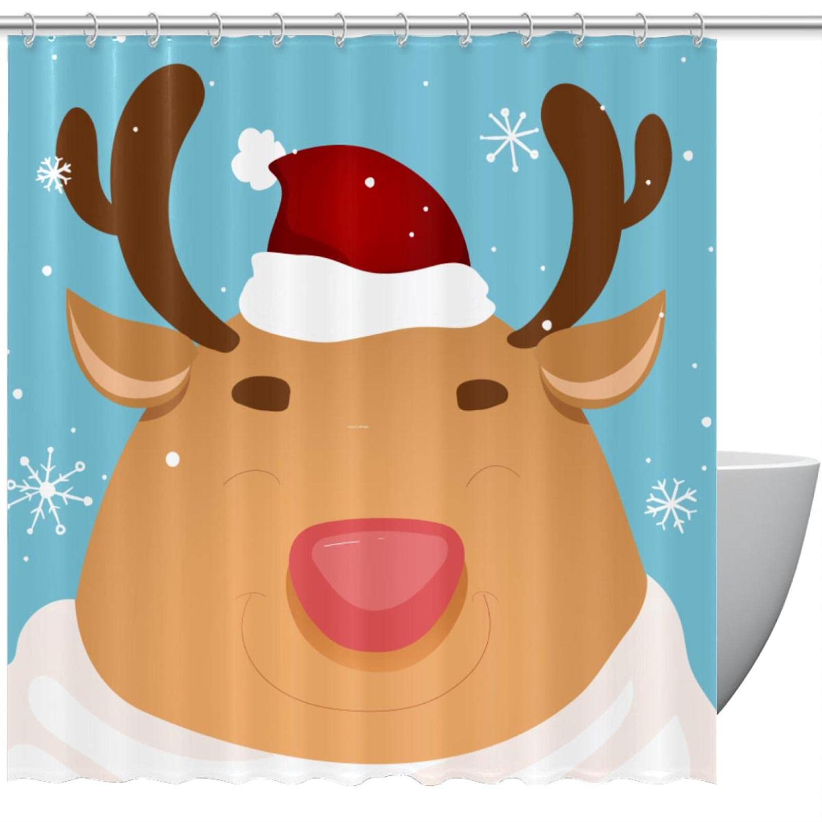 Rideau de douche Noël renne imperméable coloré pour instaurer la magie des fêtes