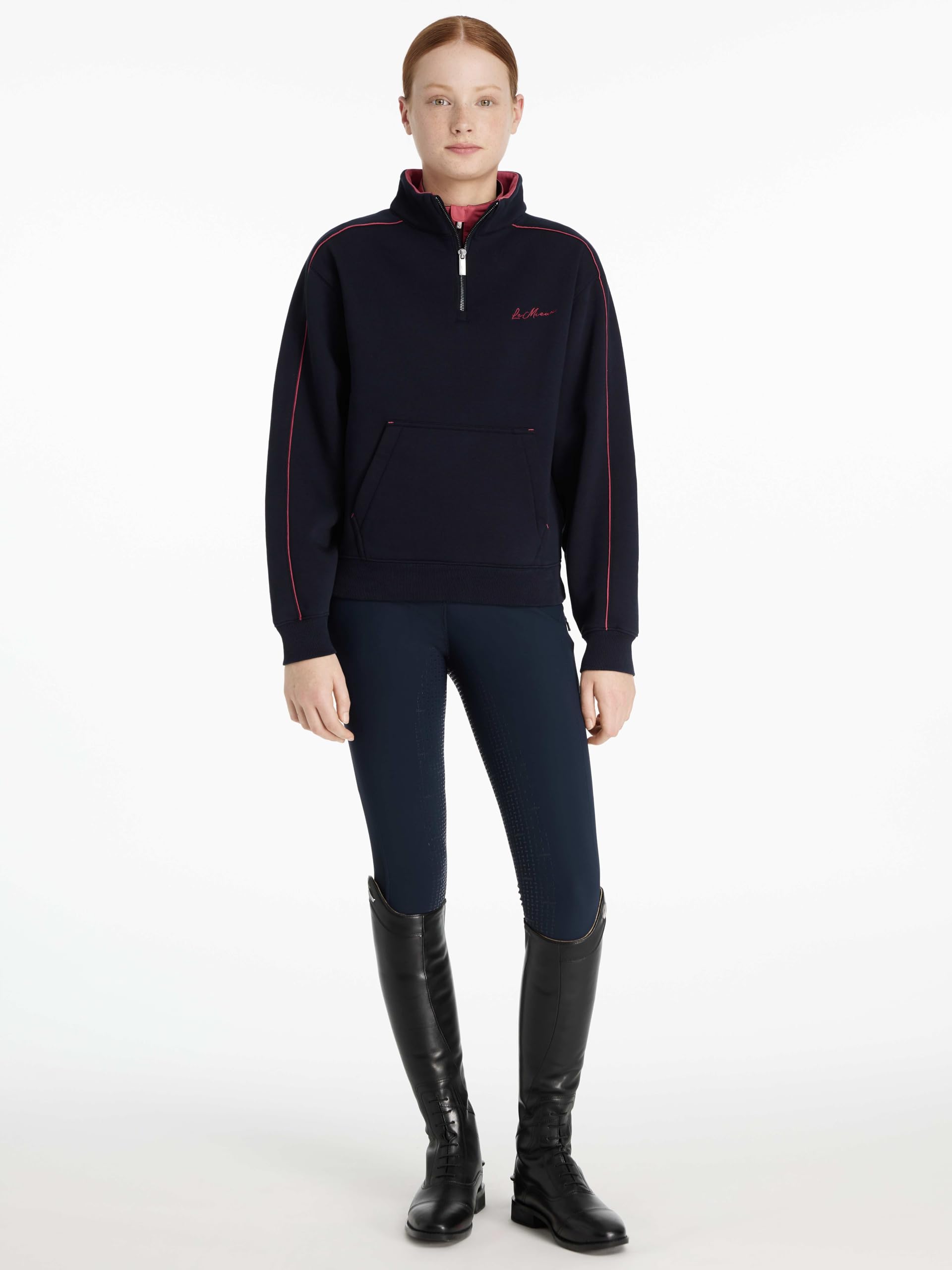 LeMieux Young Rider Kate - Felpa con zip a un quarto, per bambini, colore: Navy/Mirtillo rosso