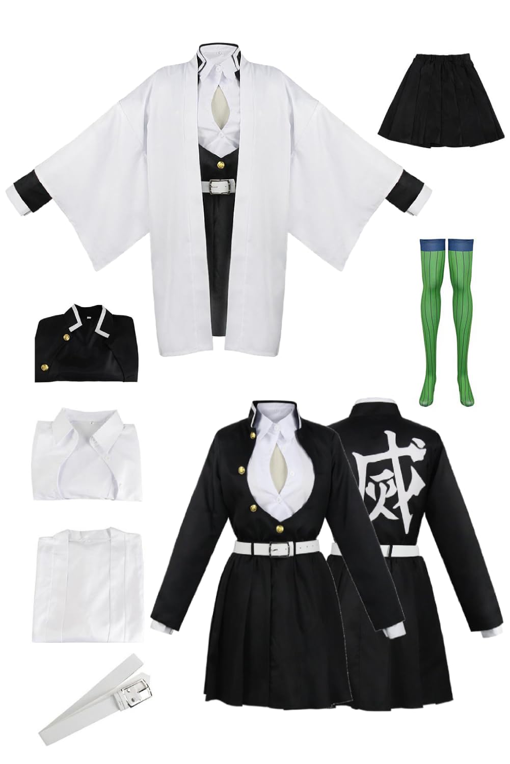 Daiendi Mitsuri Kanroji Costume Cosplay Mitsuri Kimono Wig Set Hashira Costume Halloween Carnival S