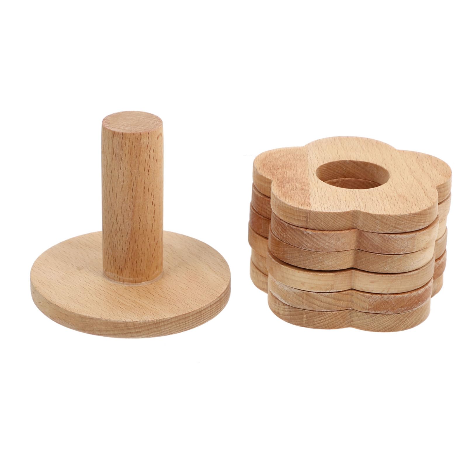 Posavasos de Madera 7 Piezas, Forma de Flor, Caqui
