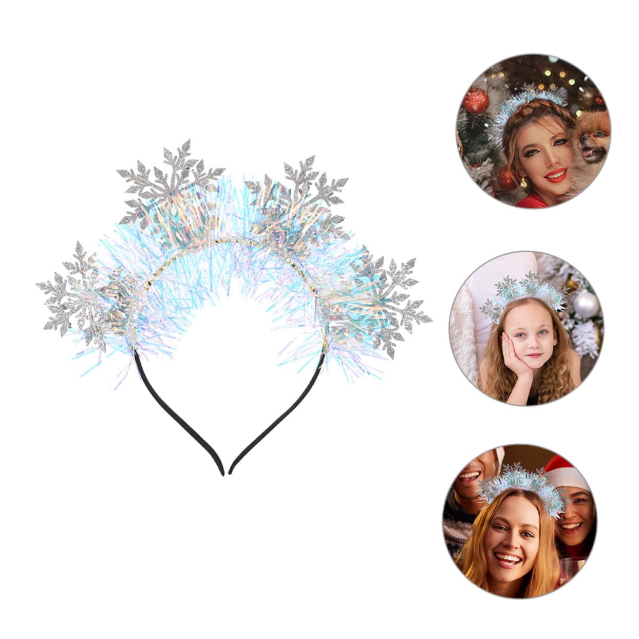 Beaupretty 3pezzi Fascia per Capelli Fiocchi di Fascia per Capelli Glitter per Feste di Natale Natalizi per Ragazza