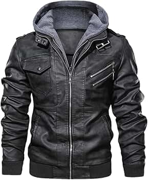 Adhdyuud Men Leather Jacket Autumn Casual Motorcycle PU