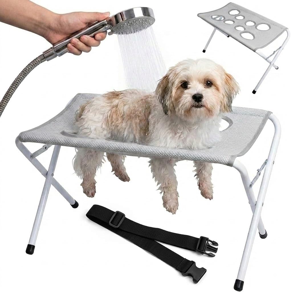 Pet Grooming Hammock with Foldable Iron Stand