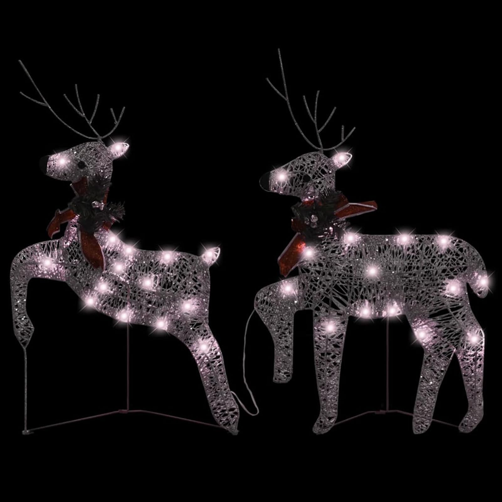 Renos de Navidad 2 Unidades 40dorado, Figuras LED, Decoracion Navidad Exterior, Figura Luz Navidad, Reno Luminoso Exterior, Navidad Exterior Figuras