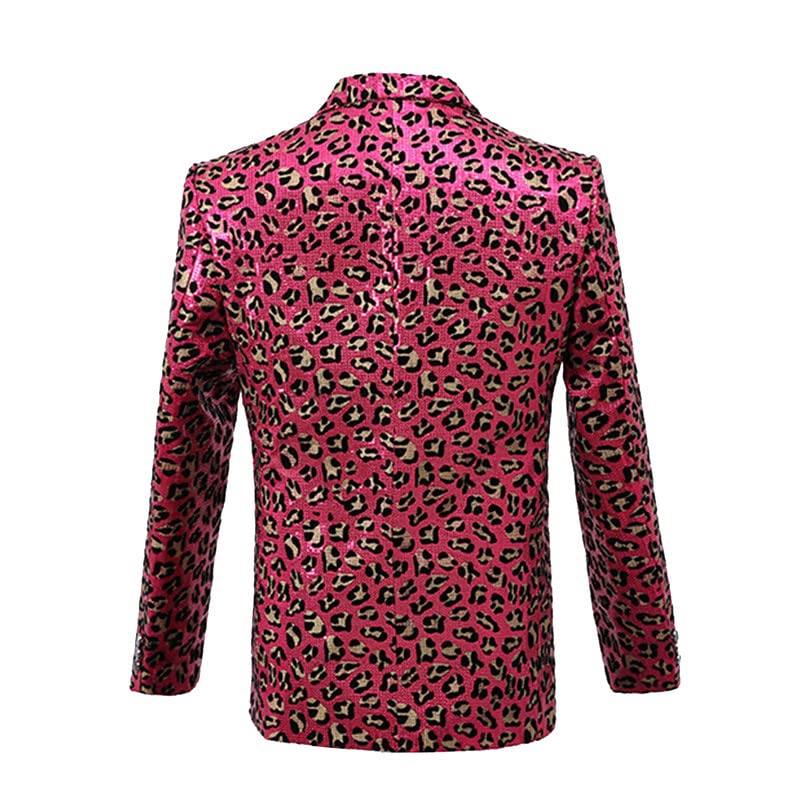 Image of Men's Blazers Leopard Print Notched Lapel Suits Slim Fit Sequins Tuxedo Stylish Sport Coats Jackets
