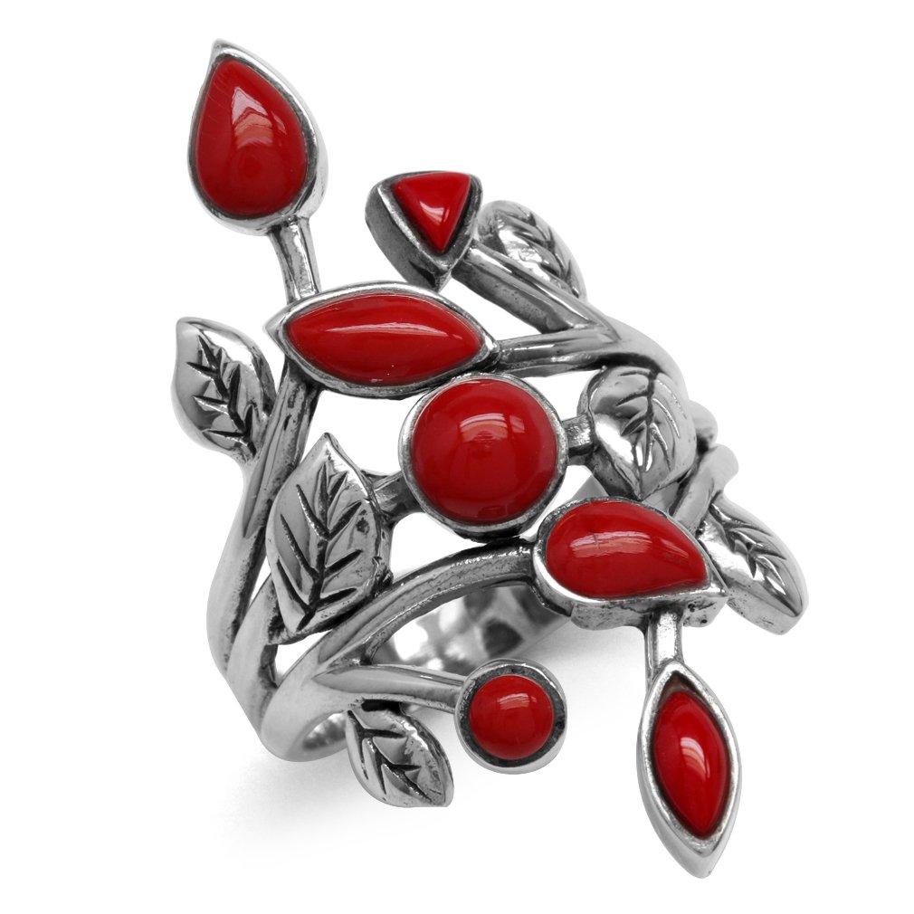 Silvershake925 Sterling Silver Leaf Vintage Style Ring