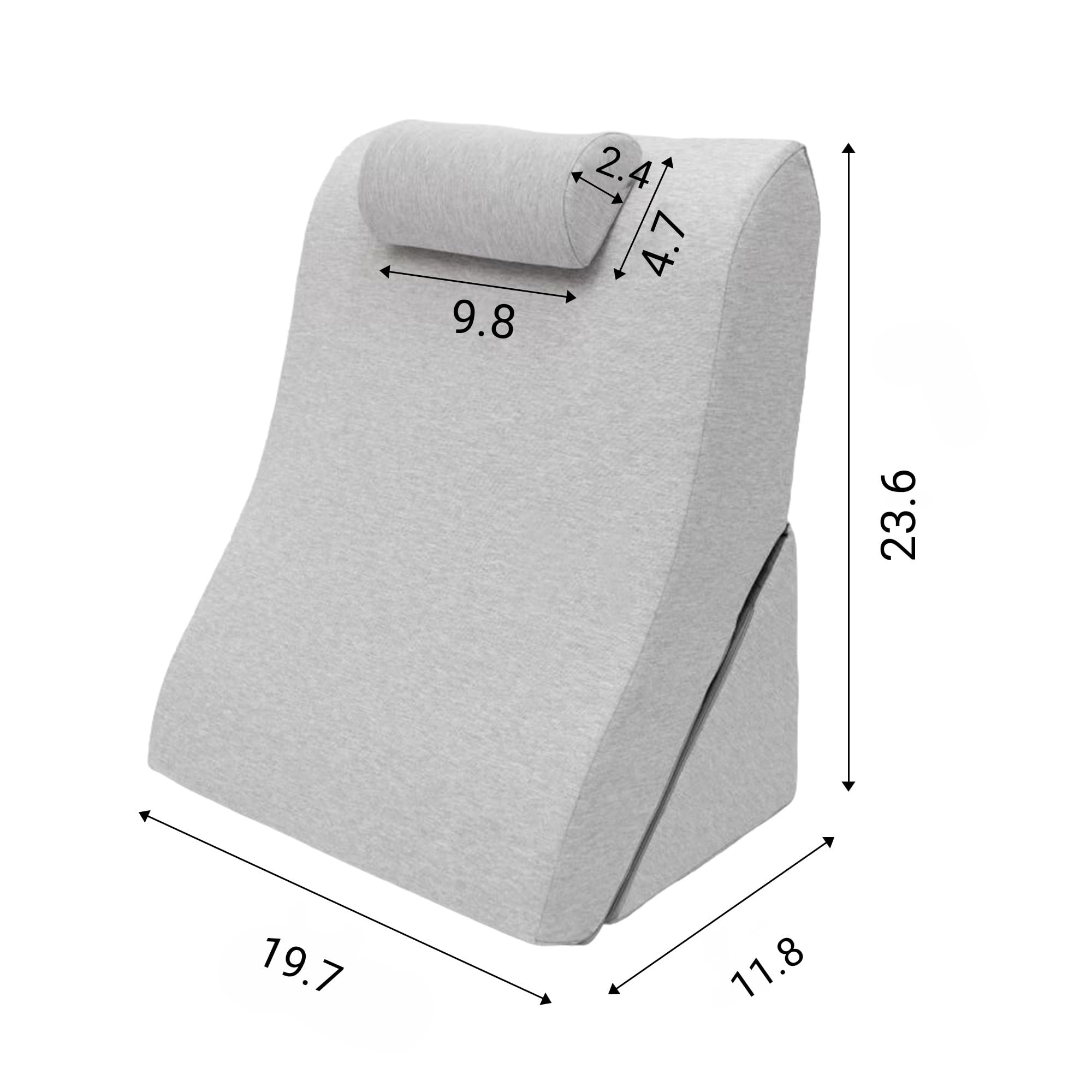 Coussin de Lecture - Oreiller Dossier, Appui-tête Réglable, Mousse Mémoire de Forme, Housse Amovible Respirante & Antidérapante, Poignée - Triangulaire pour Dos, Cou & Jambes - 60x50x30cm