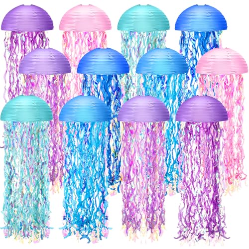 Baquler Set of 12 Jellyfish Party Decoration Pastel Colors Paper Lanterns