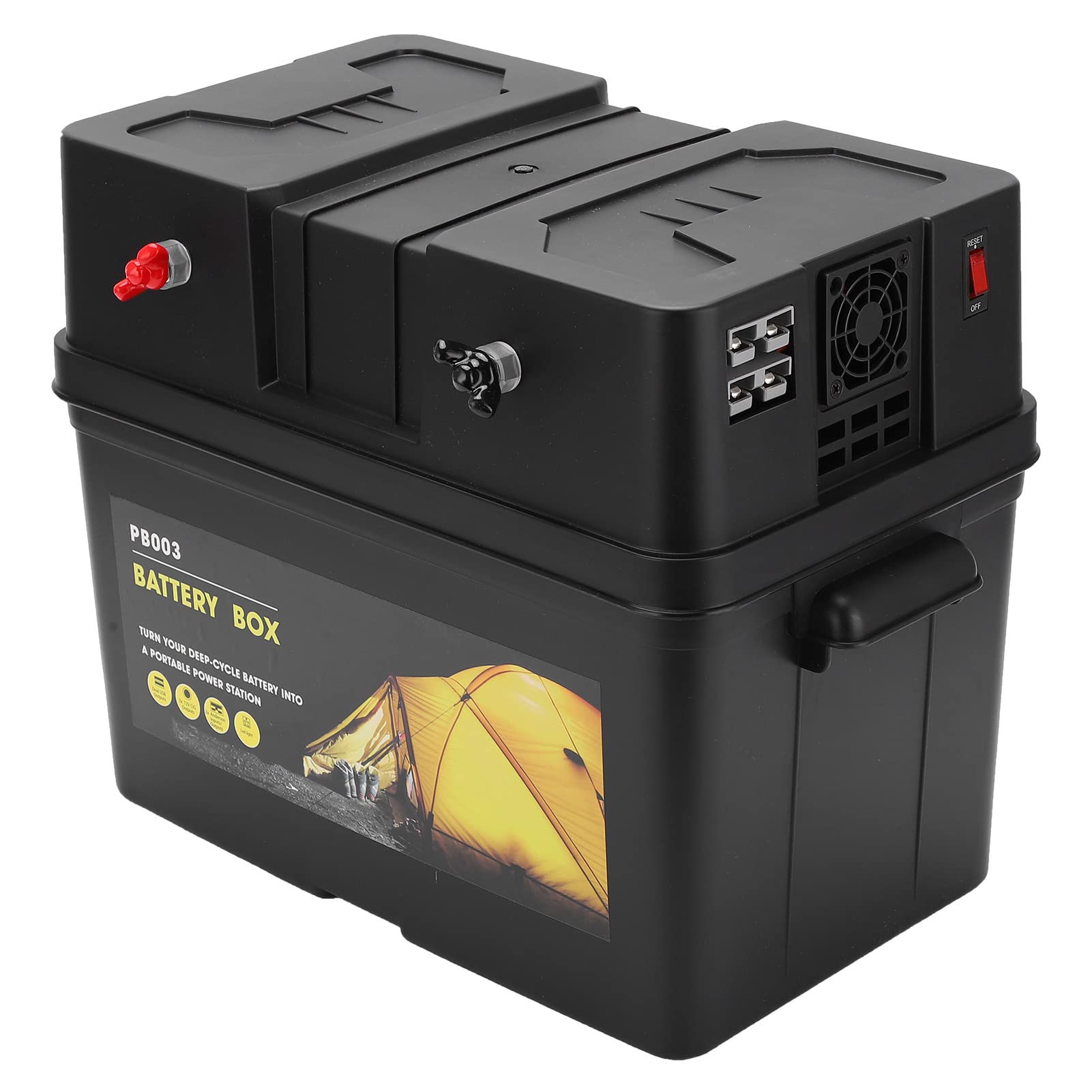 Batteria Power Center per Motore da Pesca Alla Traina 12 V 60 A con Interruttori Integrati, Misuratore di Tensione, Caricatore USB e Porta per Accessori da 12 V per Camper,