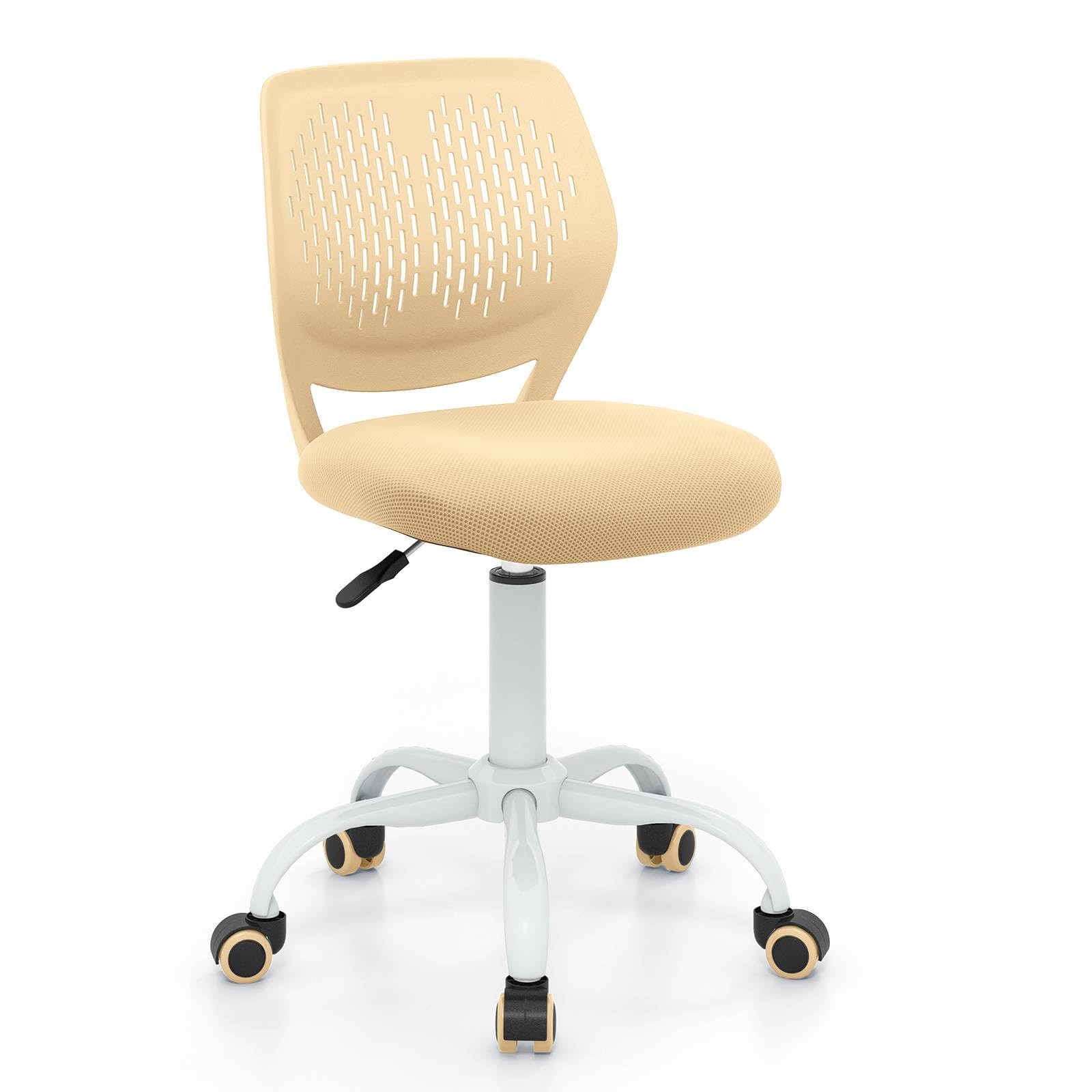 COSTWAY Kids Desk Chair, Height Adjustable Swivel Computer Chair with PU Casters & Gas Lift, Ergonomic Mesh Task Study Chairs for Boys Girls (Yellow)