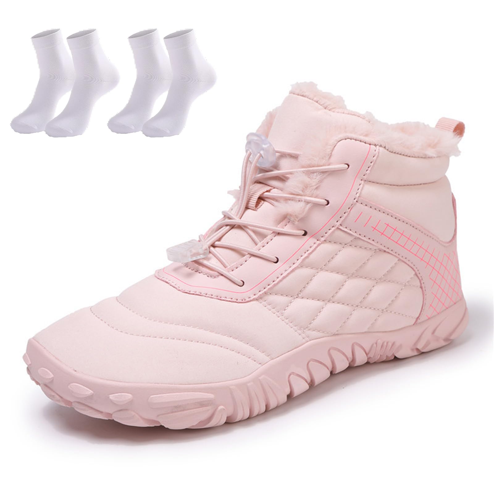 Waterproof Snow Boots for Women Orthopedic Shoes Non Slip Fur Lined Mid Calf Sneakers Fleece Lining Lightweight Ankle