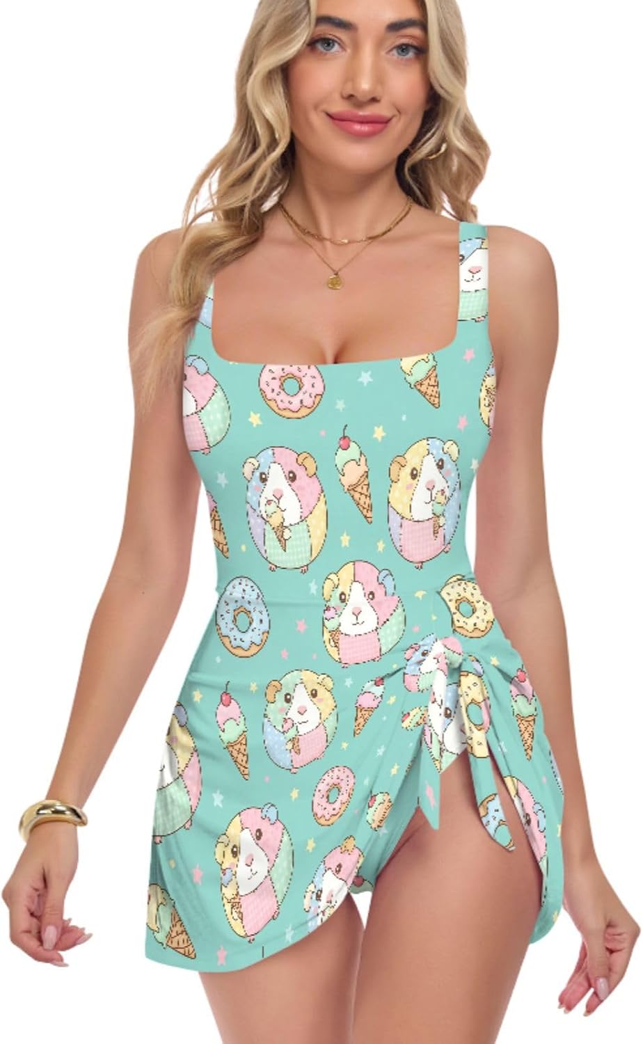 Guinea Pig Dessert Women's One Piece Swimsuits Tummy Control Bathing Suits S A2309237