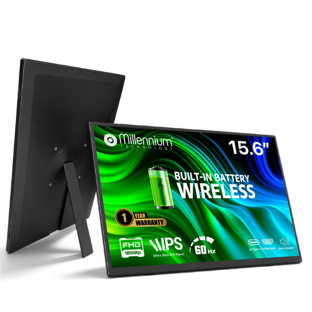 15.6 Inch Wireless Portable Monitor with 4000mah Battery 1080P FHD Second Screen for Home & Office for Laptop Phone | No Cables or Drivers Needed (15.6")-picture-35