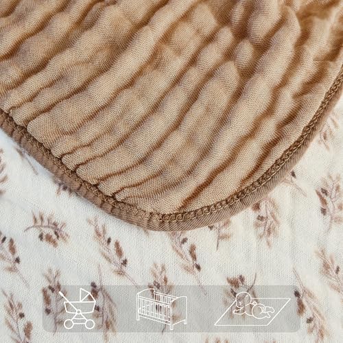Image of Muslin Throw Blanket 100% Cotton 6-Layer Gauze Floral Pattern Cooling Blanket Lightweight Soft Breathable Quilt for All Season Both Sides for Sofa Couch (Leaves Tan, Throw 50 inchx60 inch)