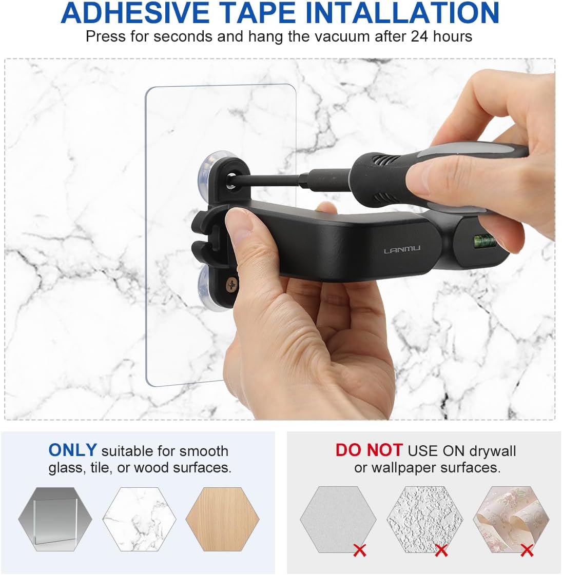 LANMU Wall Mount Holder Compatible with Shark IX141 IX141AMZ IZ462H IZ682H IZ377H IZ376H IZ387H Pet Cordless Stick Vacuum and Handheld Vac CH951 CH950, wiht Cable Organizer Clip