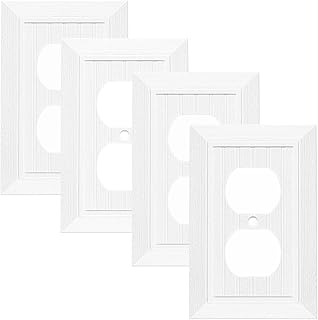Modern Decorative Wall Plate Retro Wood Grain design Switch Cover Outlet Cover for Light Switch, Smart Switch, Dimmer, GFCI, USB Outlet (4 Pack, Single Duplex)