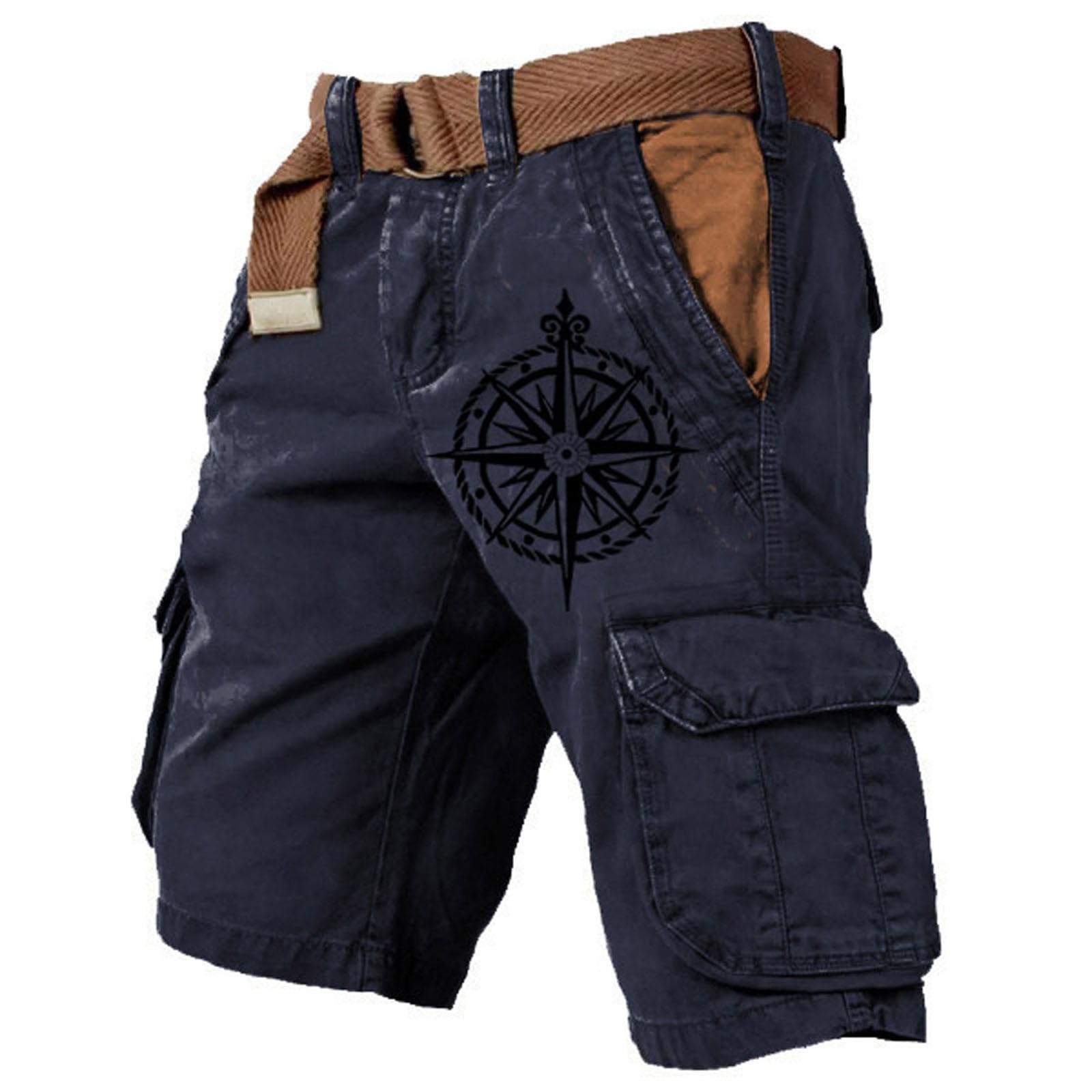 Pantalon cargo court pour homme - Longueur genou - Short cargo stretch - Short de travail d'été - Pantalon de travail léger - Pantalon de loisirs d'extérieur classique en tissu avec poches - Short de