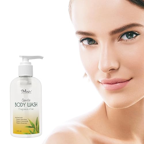 Miniatura 5 de Deluvia Gentle Body Wash, gel de baño hidratante con aloe vera, aceite de semilla de jojoba orgánico, aceite de almendras dulces y vitamina E, sin