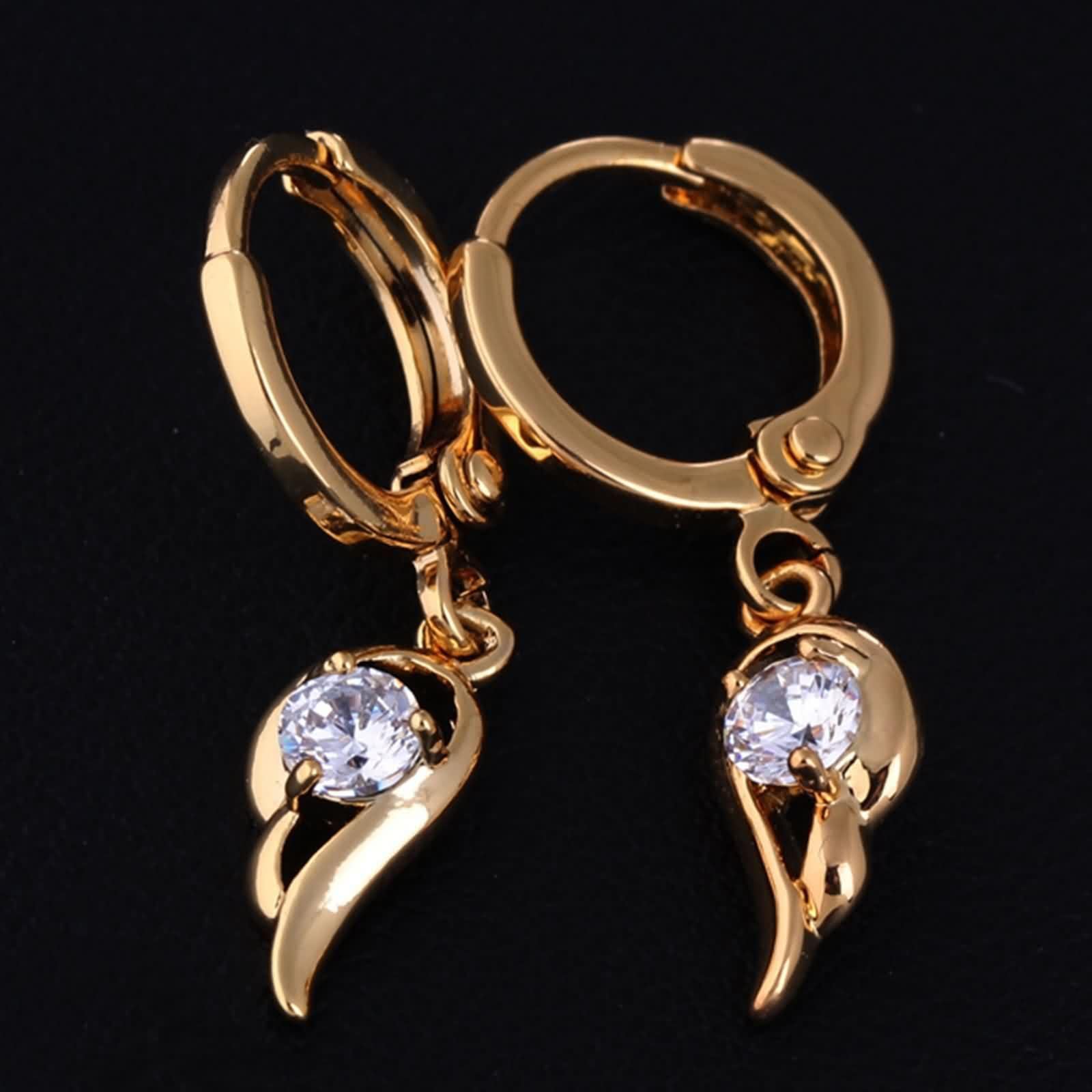 Pendientes de oro auténtico para mujer, oro de 18 quilates 750, pendientes de aro de moissanita, pendientes de gota de aro, oro amarillo Au750, pequeños