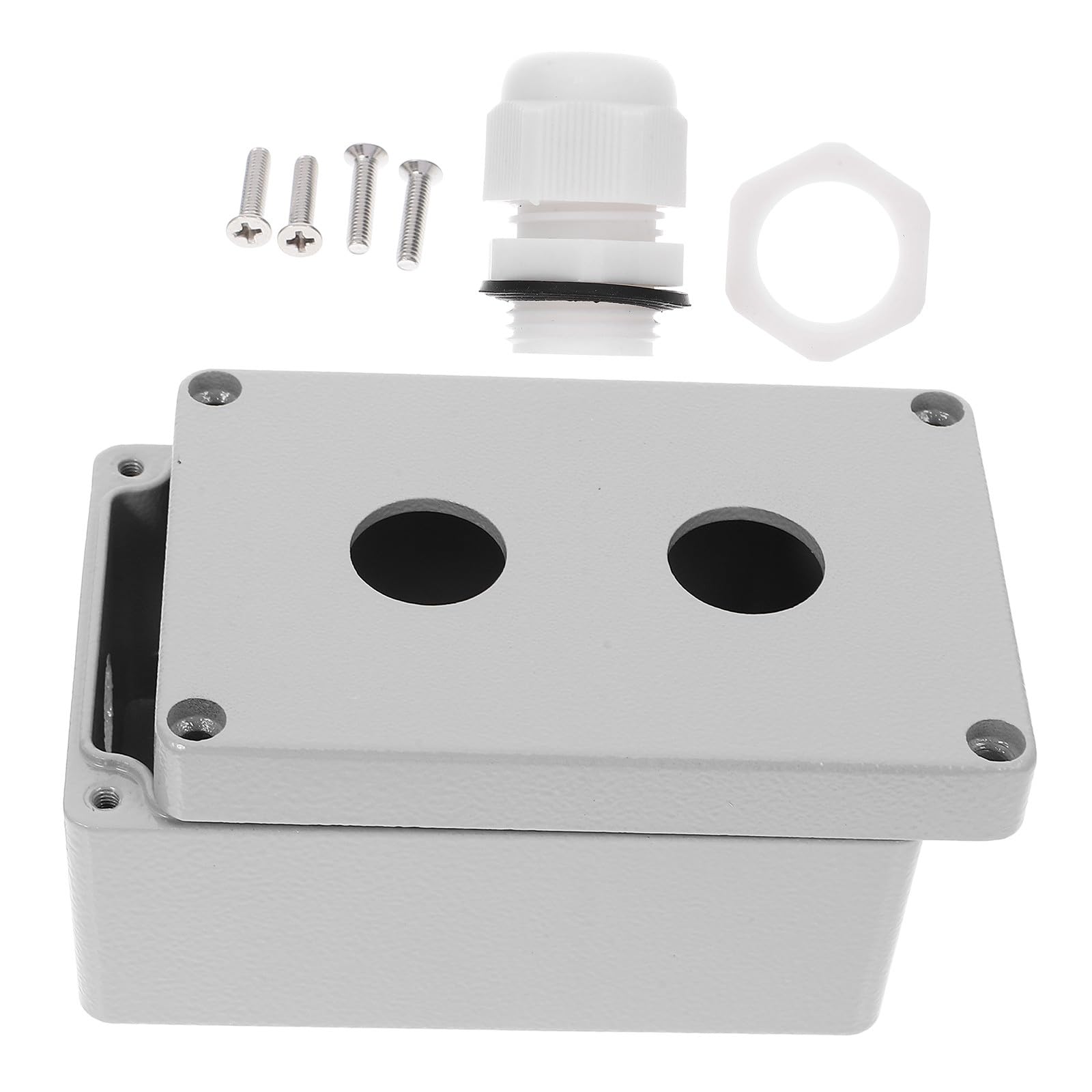 Boîtier de commande aluminium 2 trous étanche pour bouton d'arrêt d'urgence robuste - 8