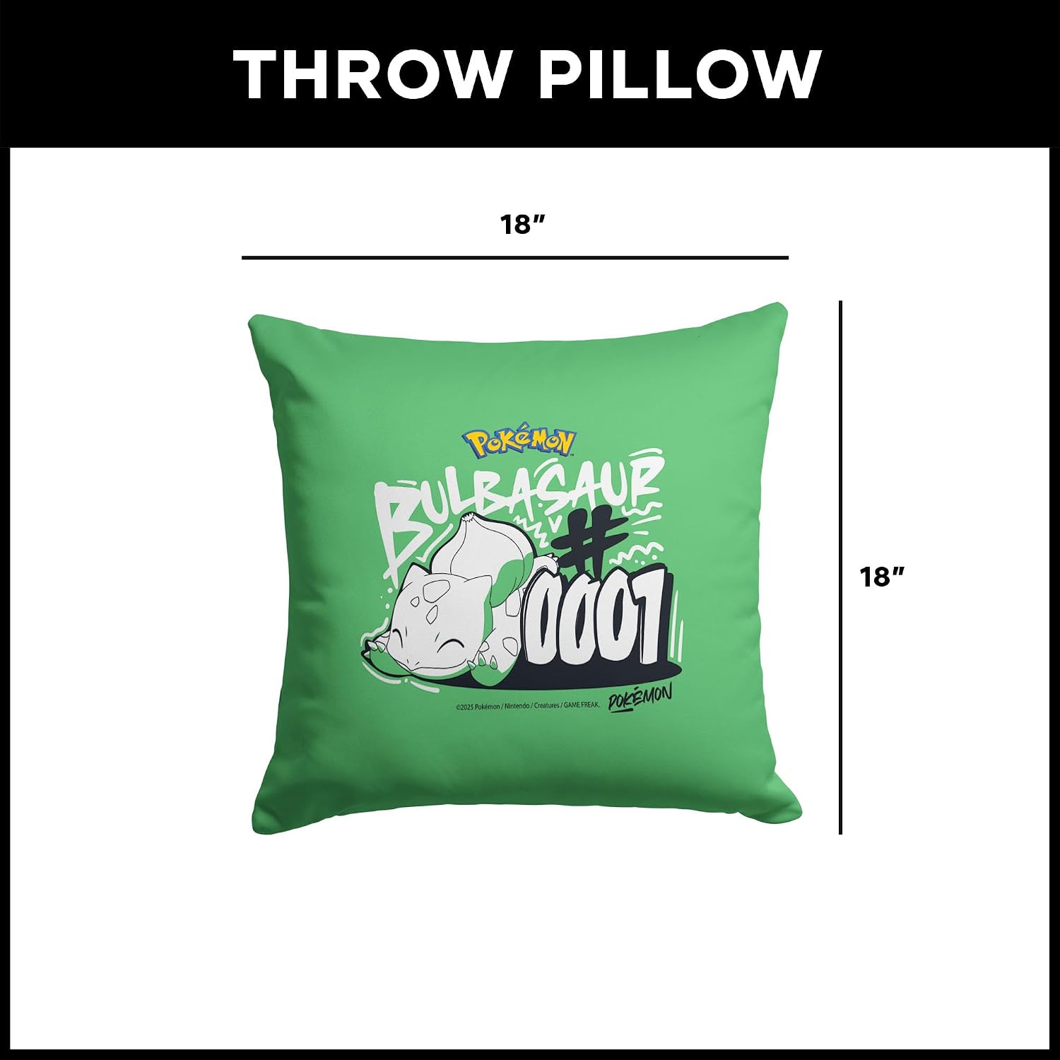 Northwest Pokemon Bulbasaur 0001 Throw Pillow 18x18 inches