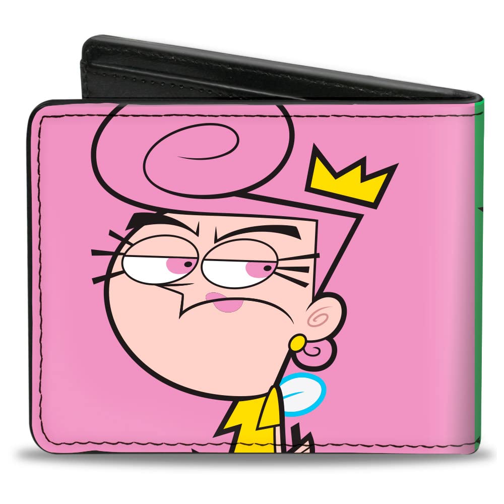 Buckle-Down Men's Nickelodeon Wallet, Bifold, The Fairly OddParents Cosmo and Wanda Poses, Vegan Leather, 4.0