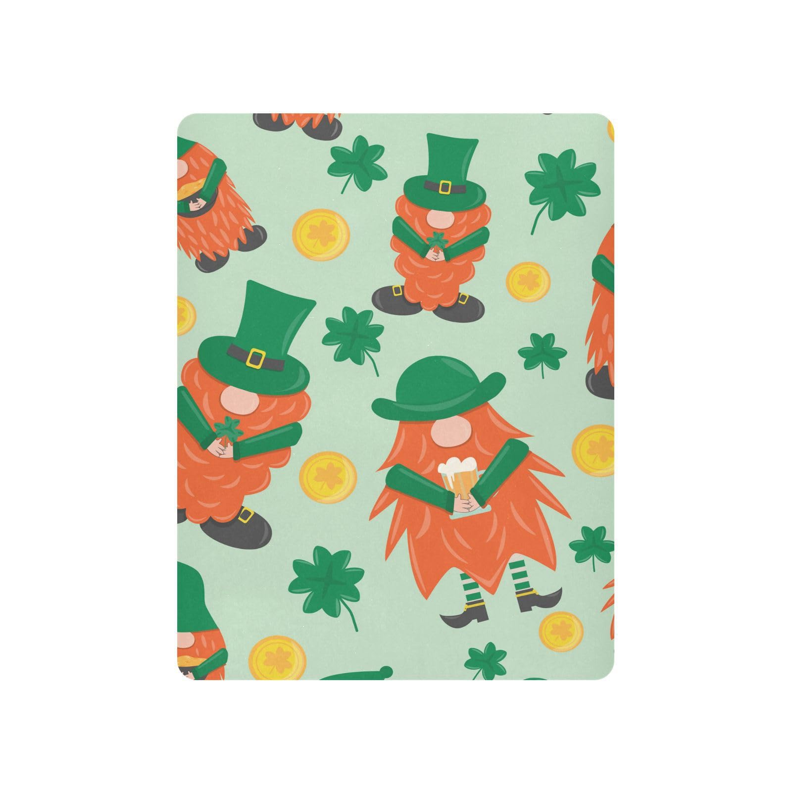 Moudou St. Patrick's Day Gnome Playard Sheet for Boy Girls, Soft Breathable Fitted Toddler Sheet for Standard Playard Bed Mattress, 39 x 27 x 5 Inch