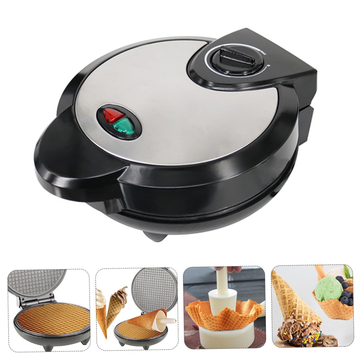 Máquina para Hacer Rollitos de Huevo Waflera Hogar Crepera Eléctrica de Helado Máquina para Hacer de Helado