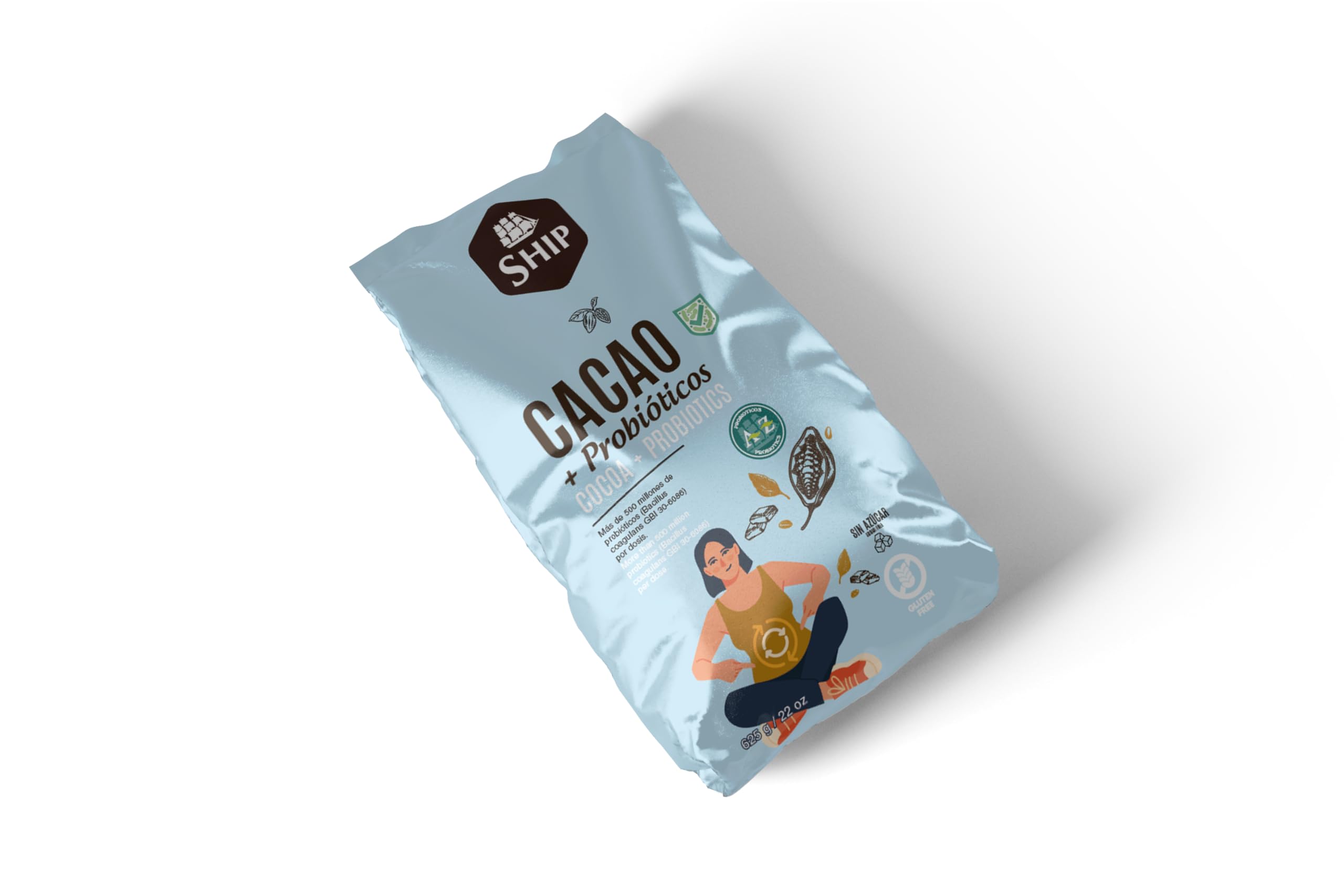 Cacao con Probióticos Bolsa 625 g - Regula el Intestino - Estimula el Sistema Circulatorio - Rico en Vitaminas