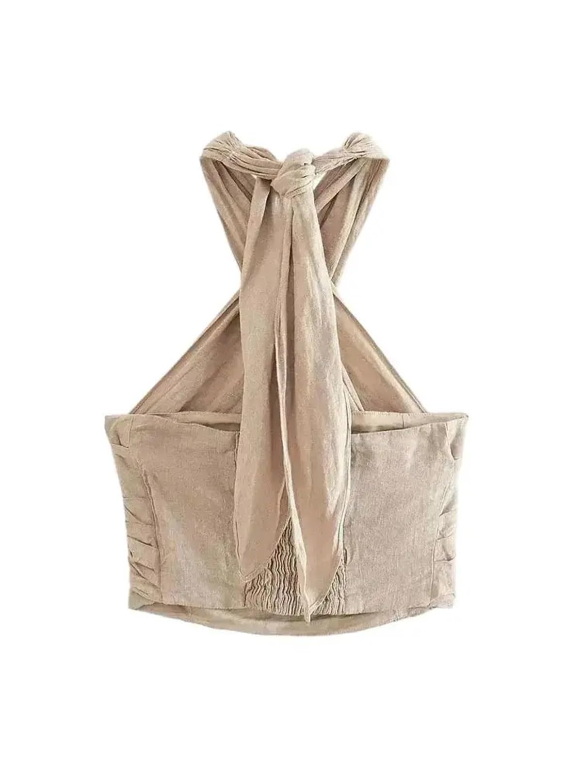 Top aderente lacci incrociati Canotte allacciate alla caviglia da donna | Con fiocco, schiena scoperta, cerniera laterale, camicette femminili