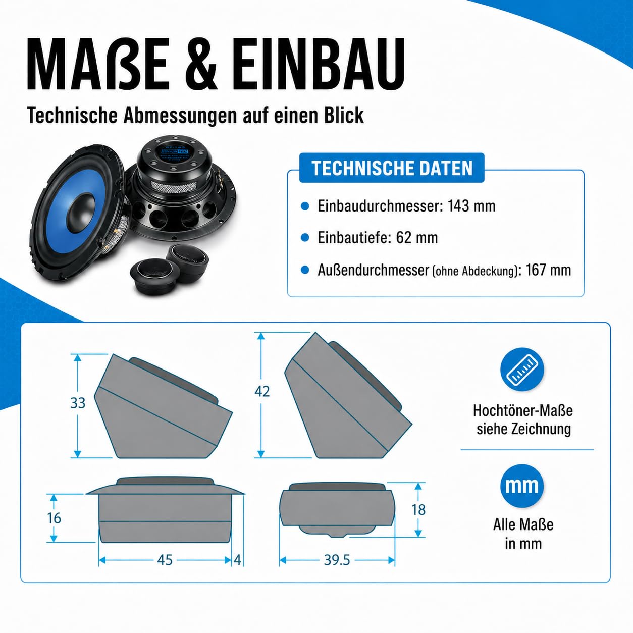 Sinustec ST-165 Enceintes Système 2 Voies [16 cm]