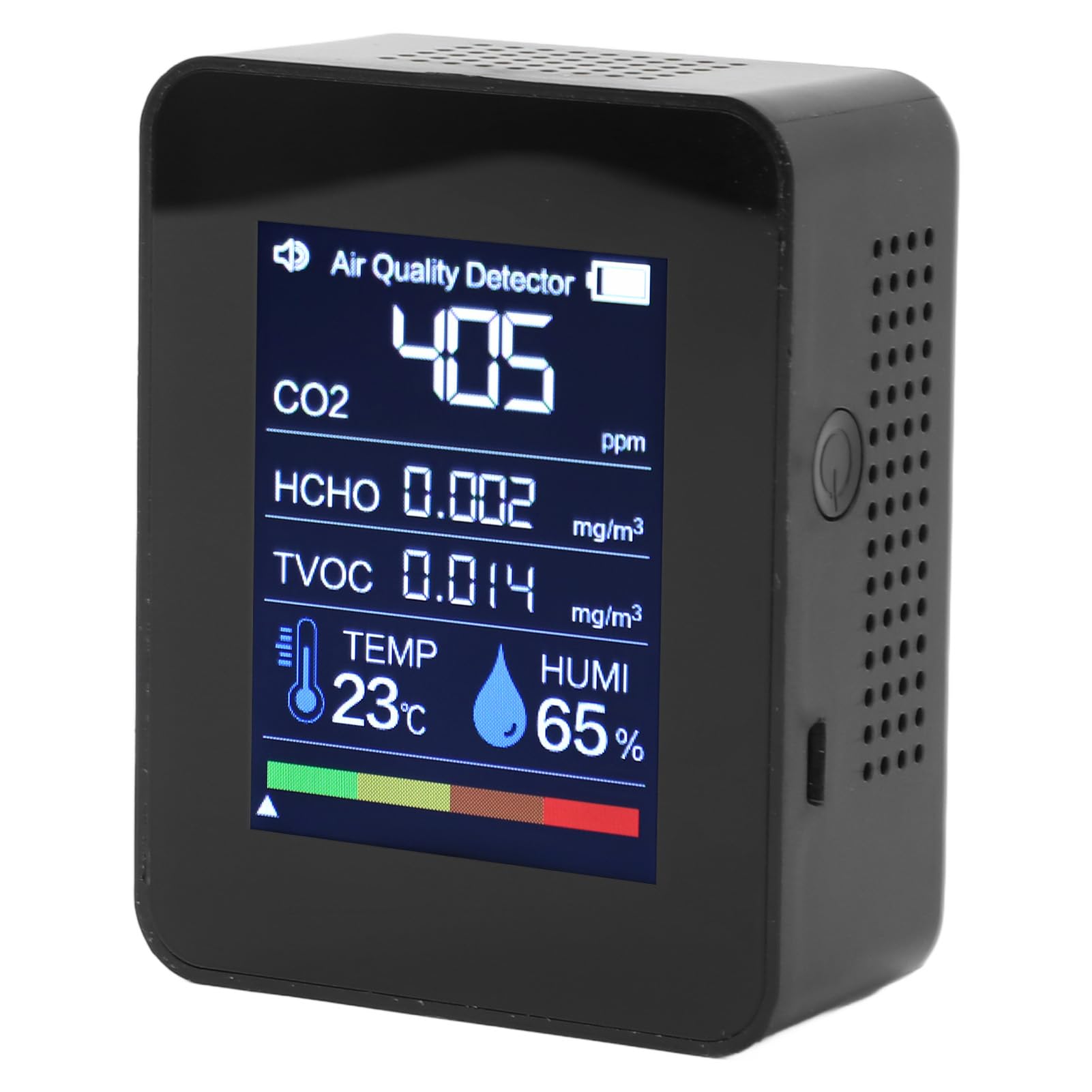 Detector de calidad del aire 5 en 1, probador portátil para interiores, Monitor de humedad y temperatura CO2 HCHO TVOC para el hogar, el coche y la Oficina